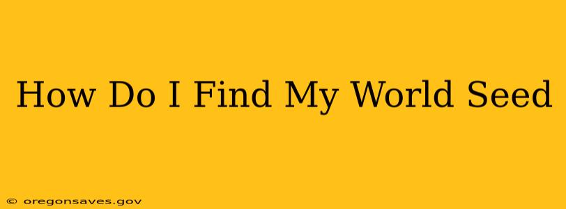 How Do I Find My World Seed