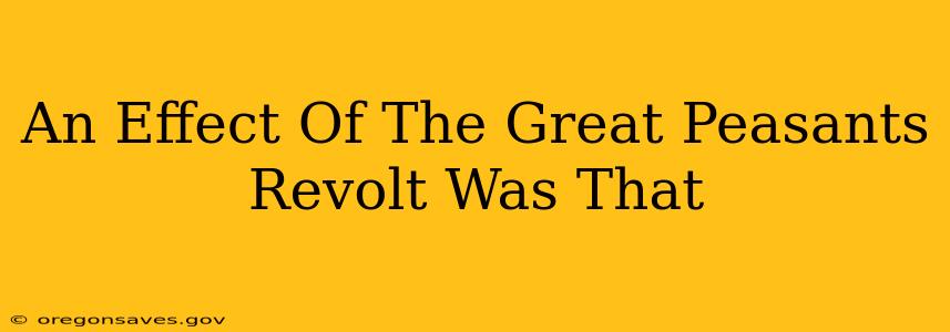 An Effect Of The Great Peasants Revolt Was That