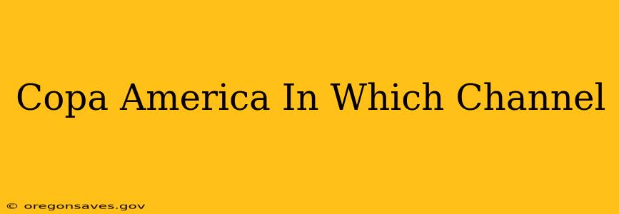 Copa America In Which Channel
