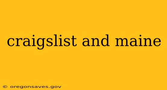 craigslist and maine
