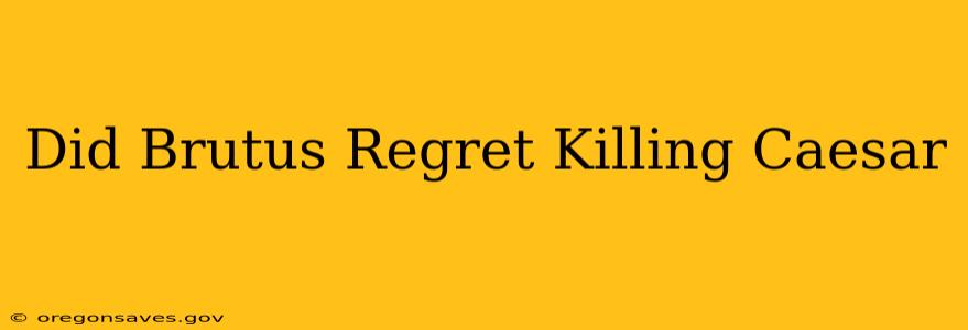 Did Brutus Regret Killing Caesar