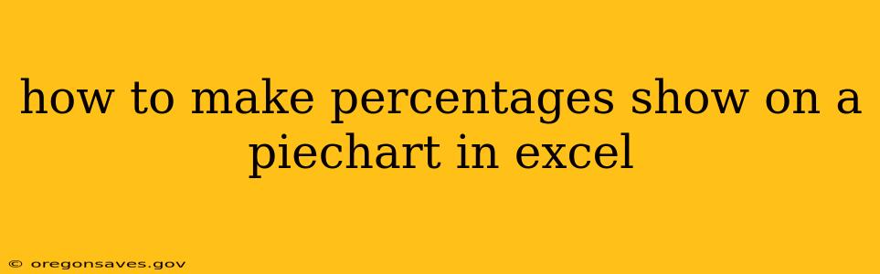how to make percentages show on a piechart in excel