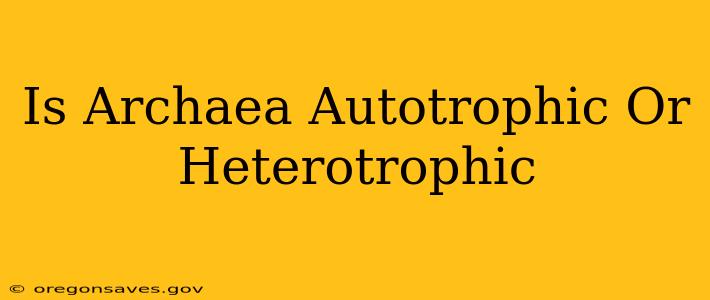 Is Archaea Autotrophic Or Heterotrophic