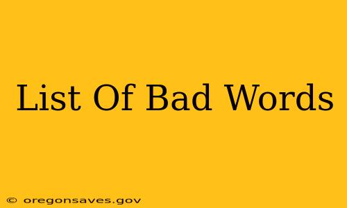 List Of Bad Words