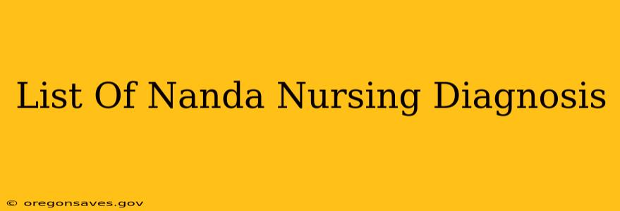 List Of Nanda Nursing Diagnosis