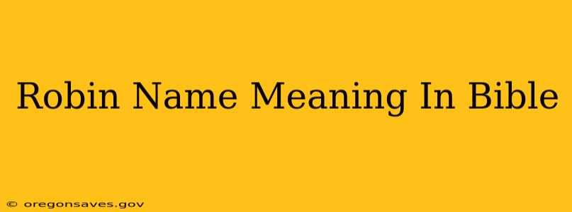 Robin Name Meaning In Bible