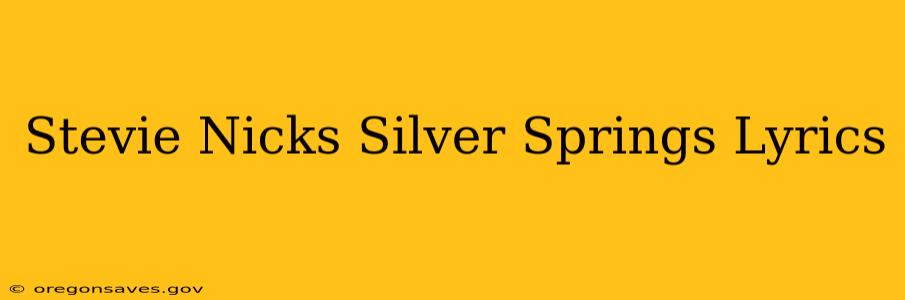Stevie Nicks Silver Springs Lyrics