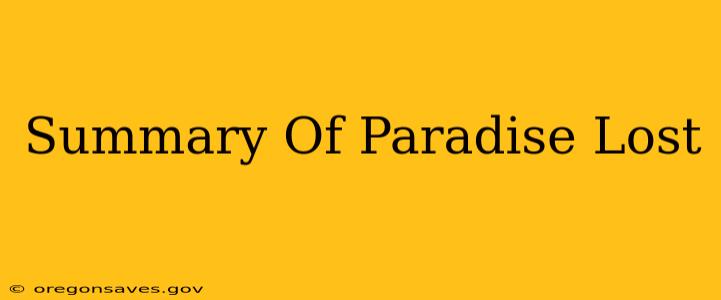 Summary Of Paradise Lost