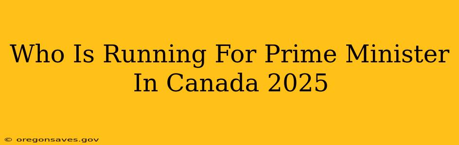 Who Is Running For Prime Minister In Canada 2025